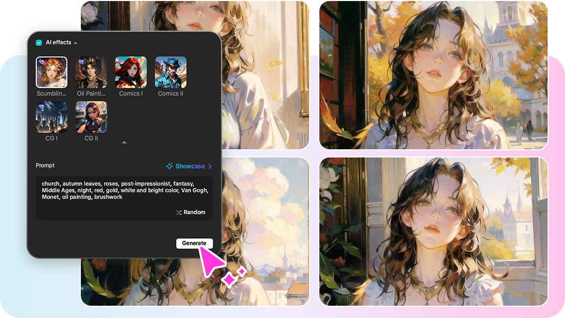 Apply unique artistic styles to your images