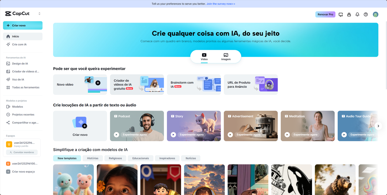 Choose a video template for Carnival or start from scratch