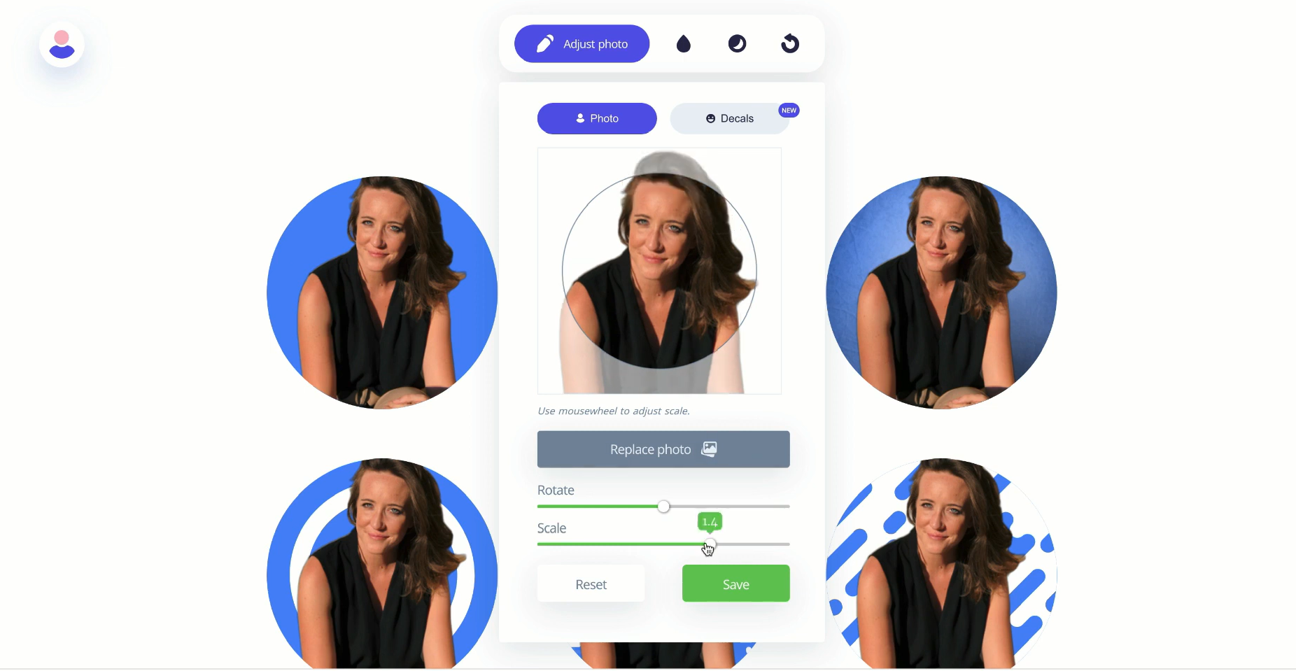 Interfaccia di PFPMaker - un creatore di foto profilo facile da usare