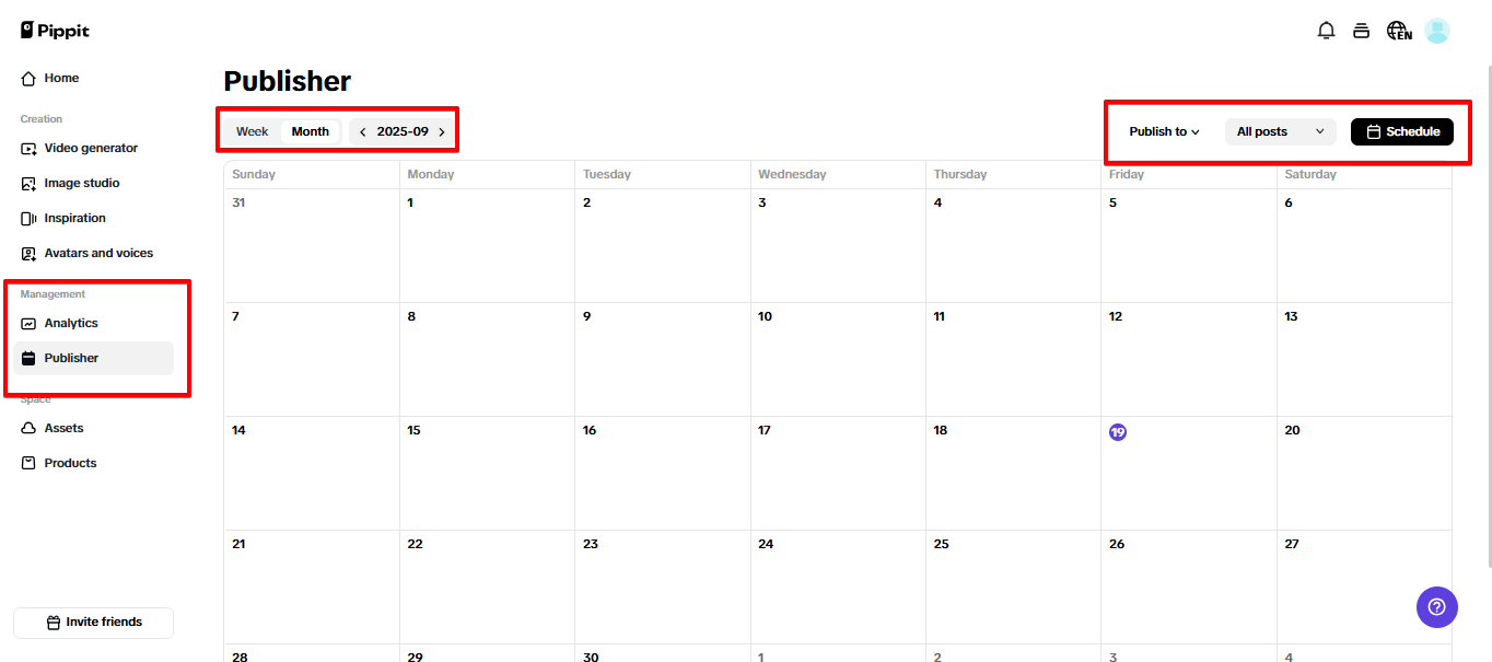 Auto publisher and analytics in Pippit