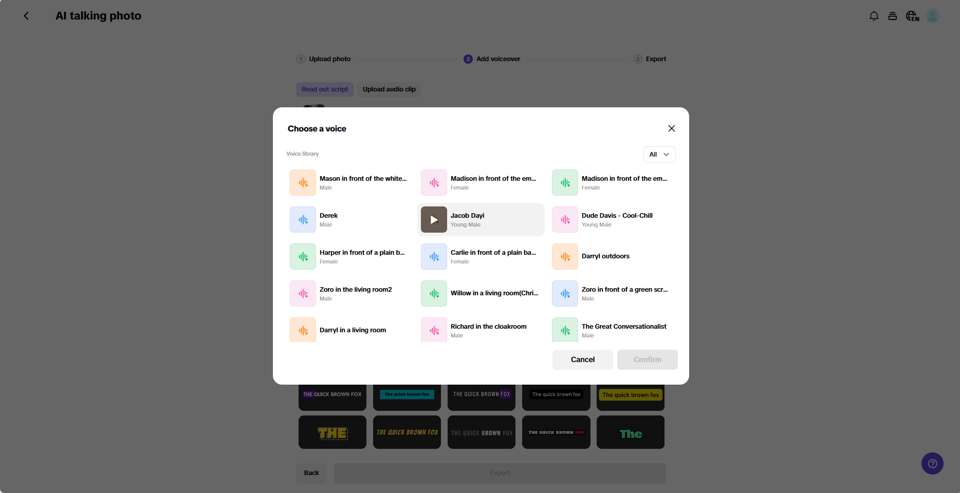 Pippit's voice library