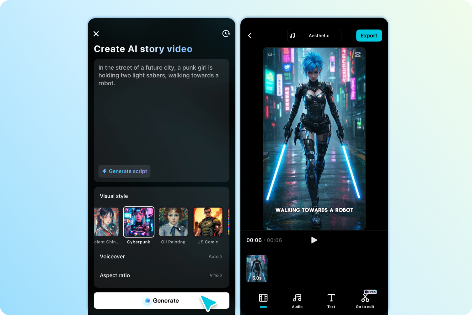 Tukar skrip kepada video