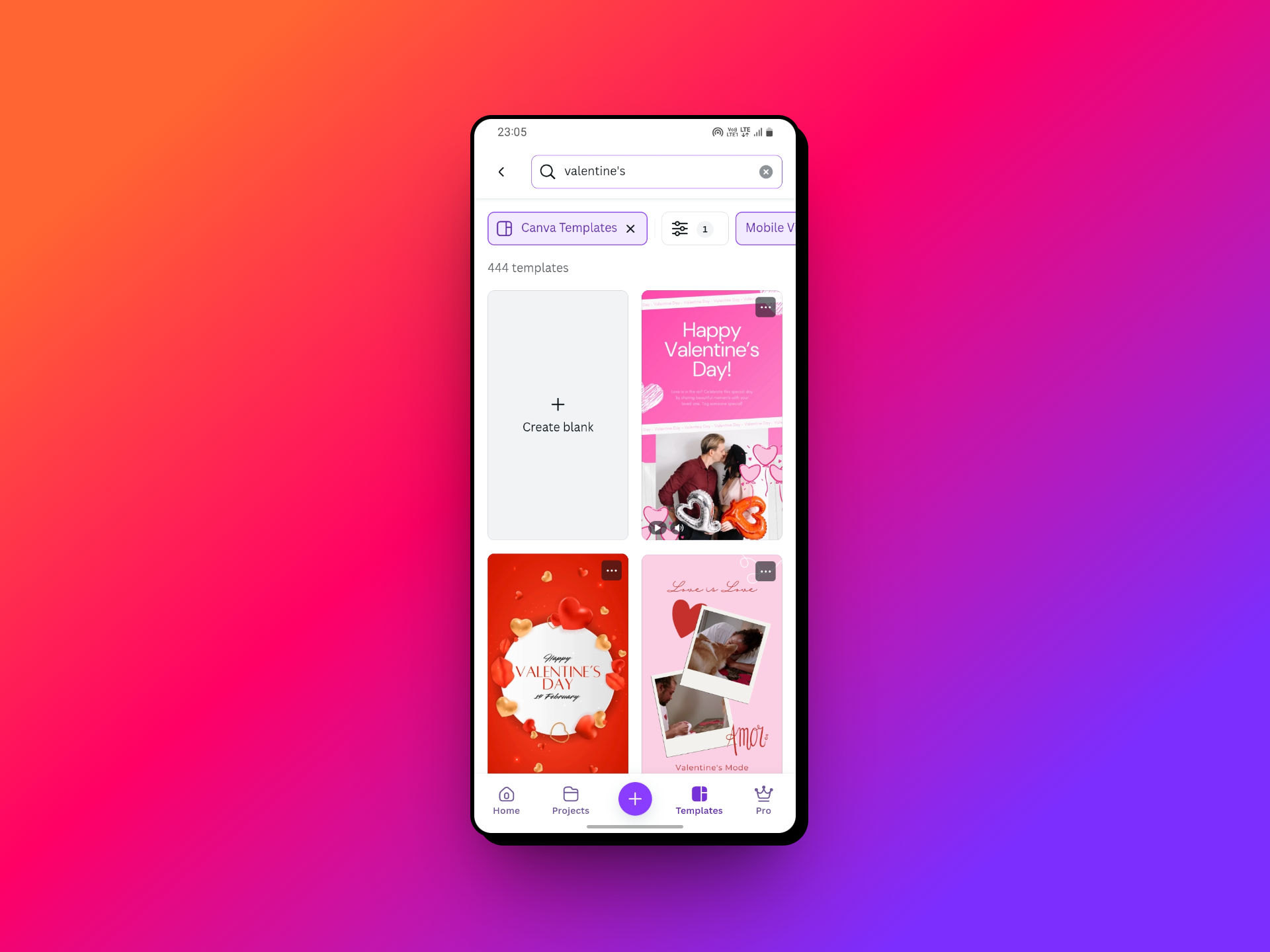Canva Sevgililer Günü şablonları