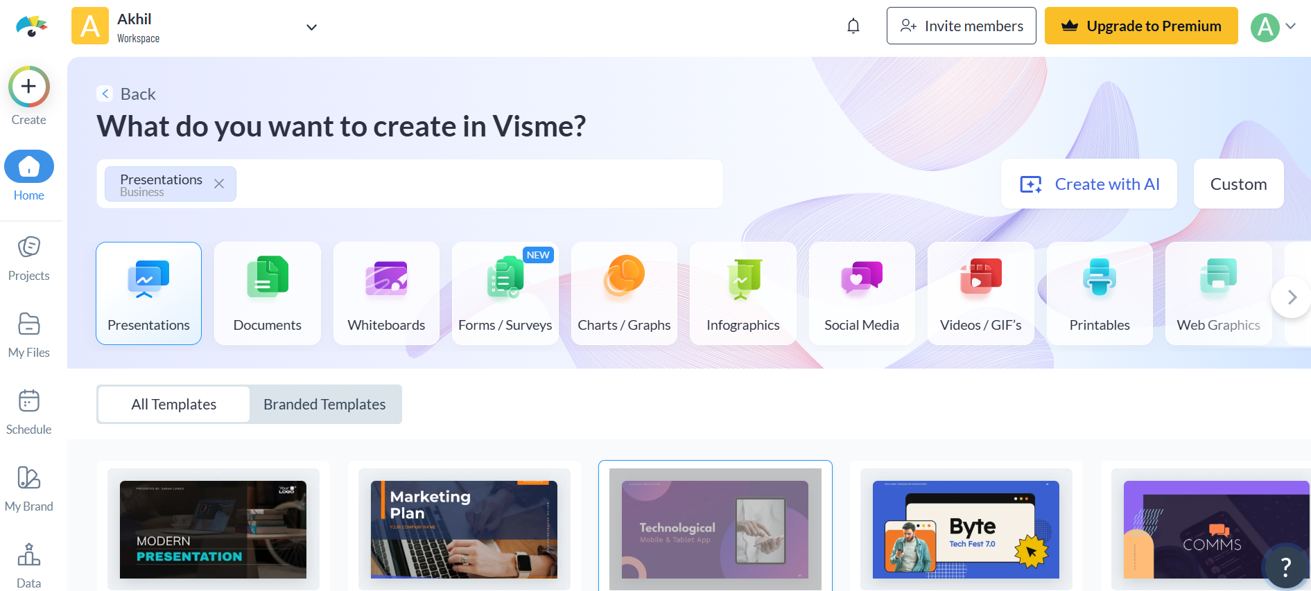 Visme interface