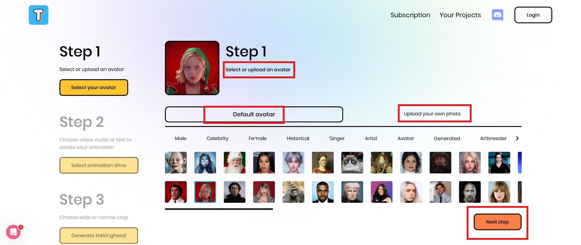 Sélectionnez un avatar