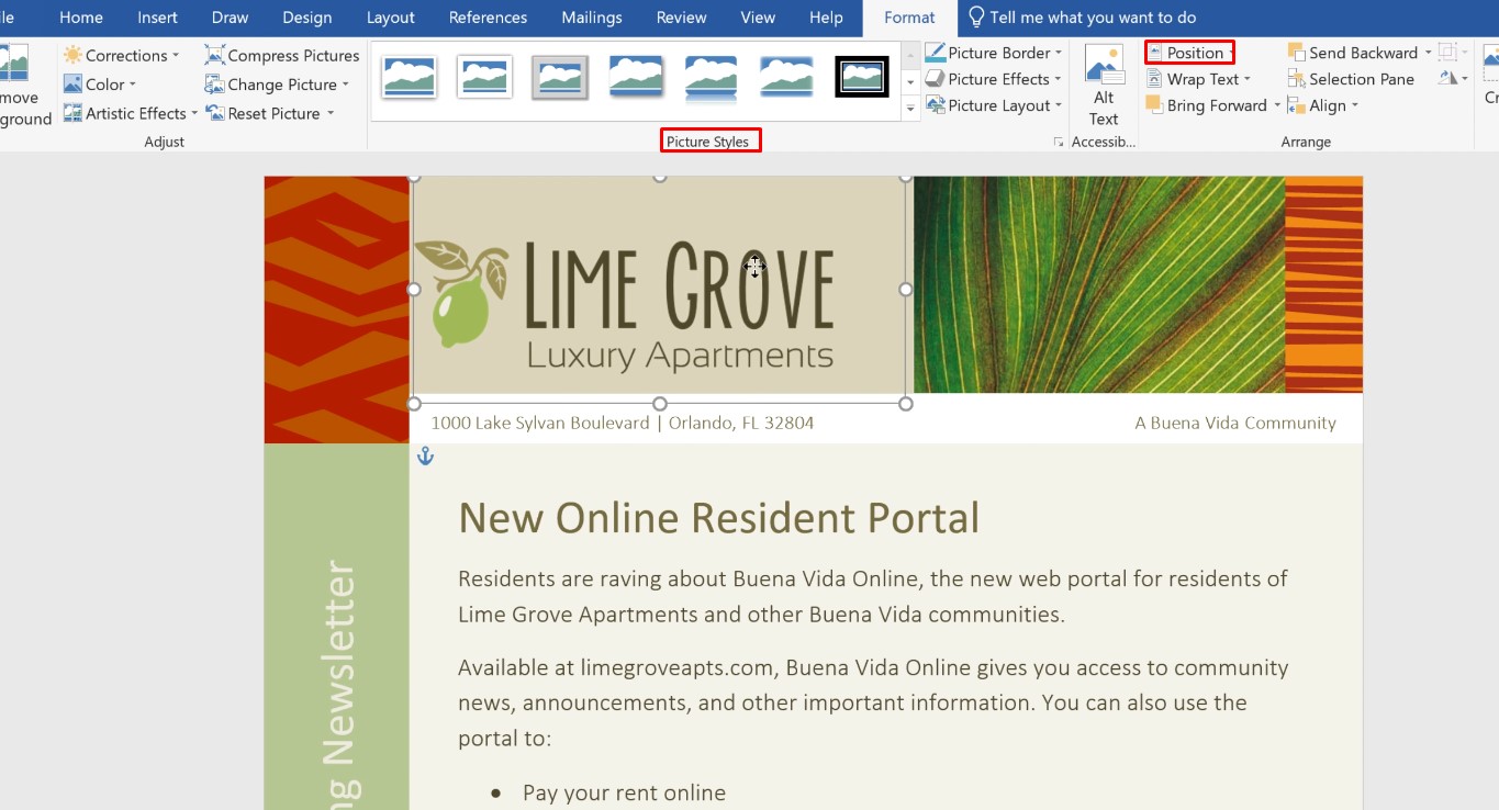 Déplacez l'image après avoir enveloppé le texte dans Word