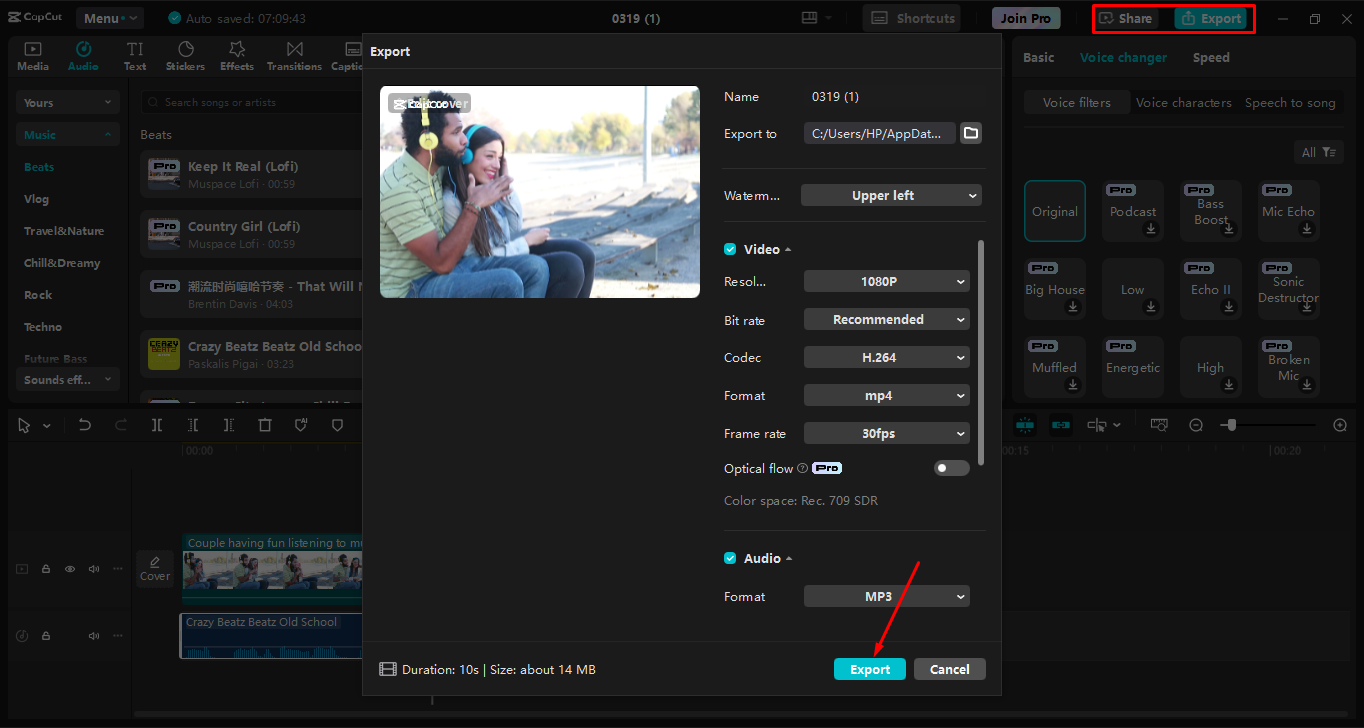 Mengekspor video berkualitas tinggi dari editor video desktop CapCut
