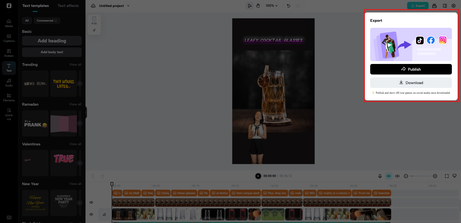 Publish or download your add