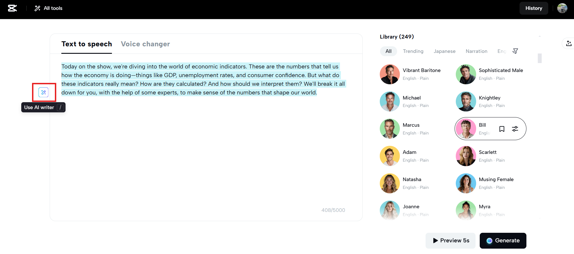 Smart AI writing assistance