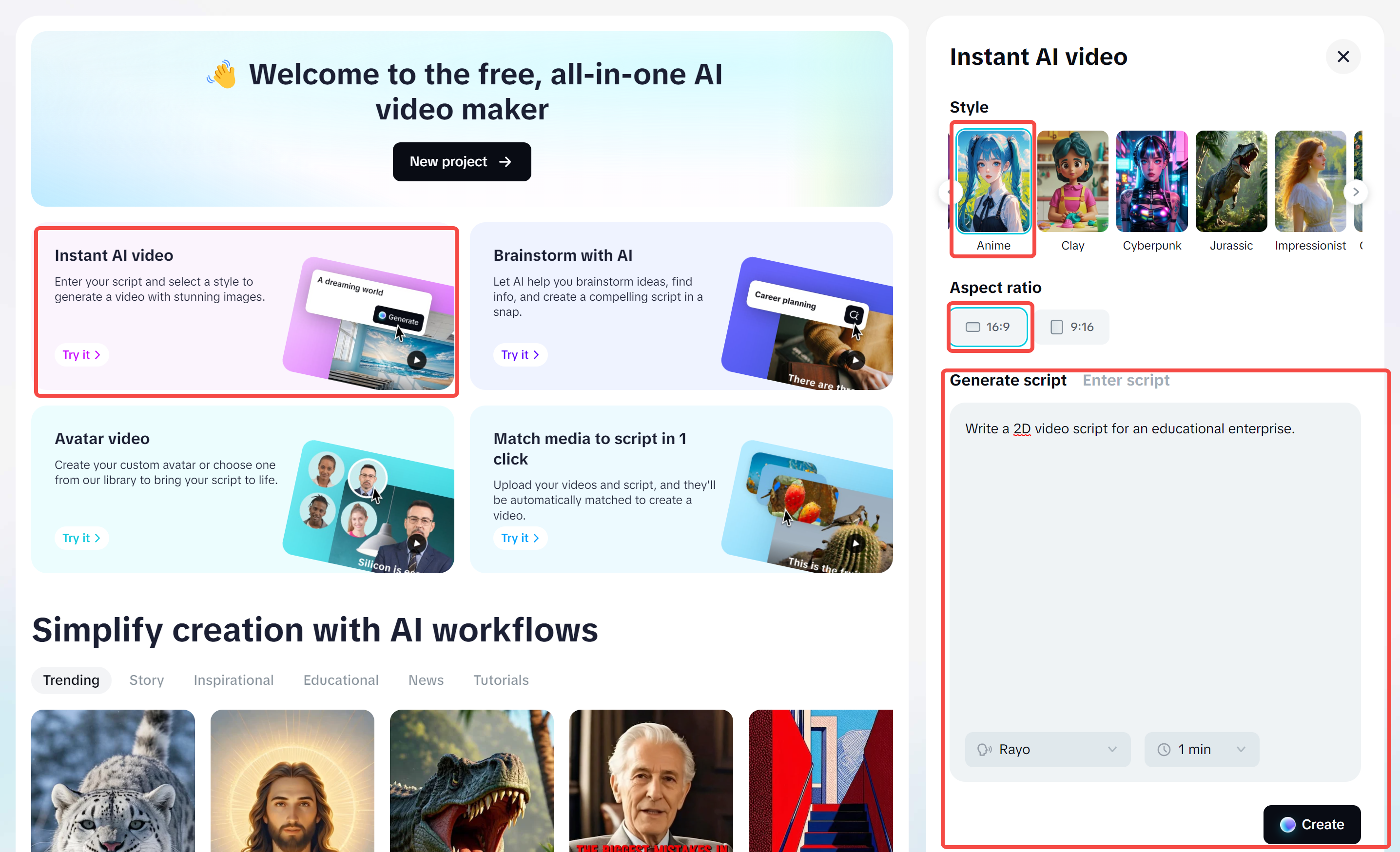 Converting a script into a video with CapCut's AI video maker