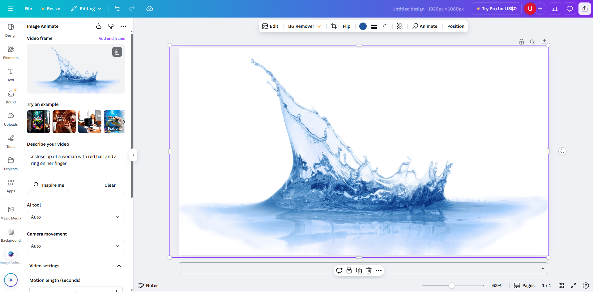 Verwandeln von Bildern in Videos mit Canva Image to Video