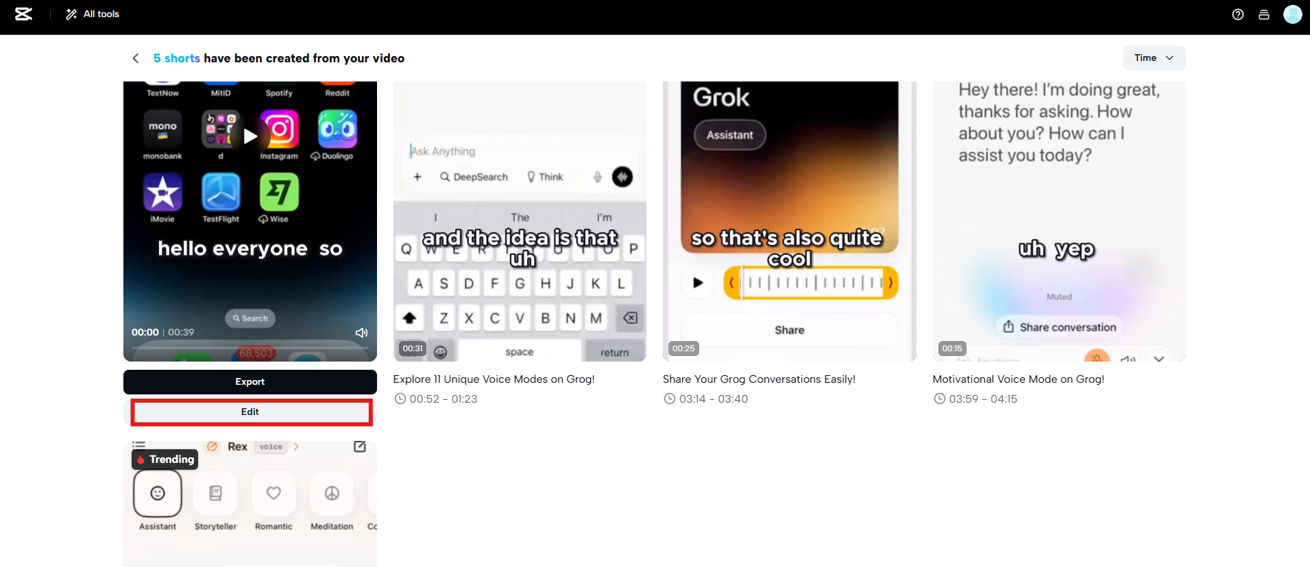 Haz clic en Editar para personalizar los subtítulos