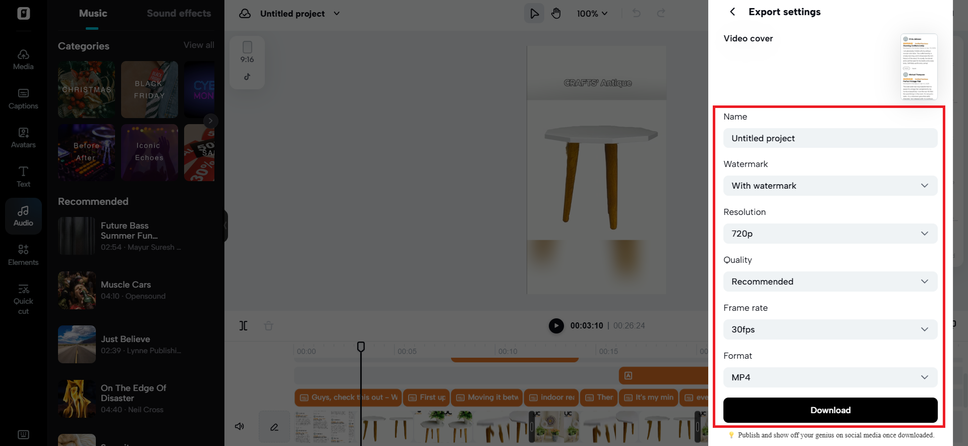 Export your video