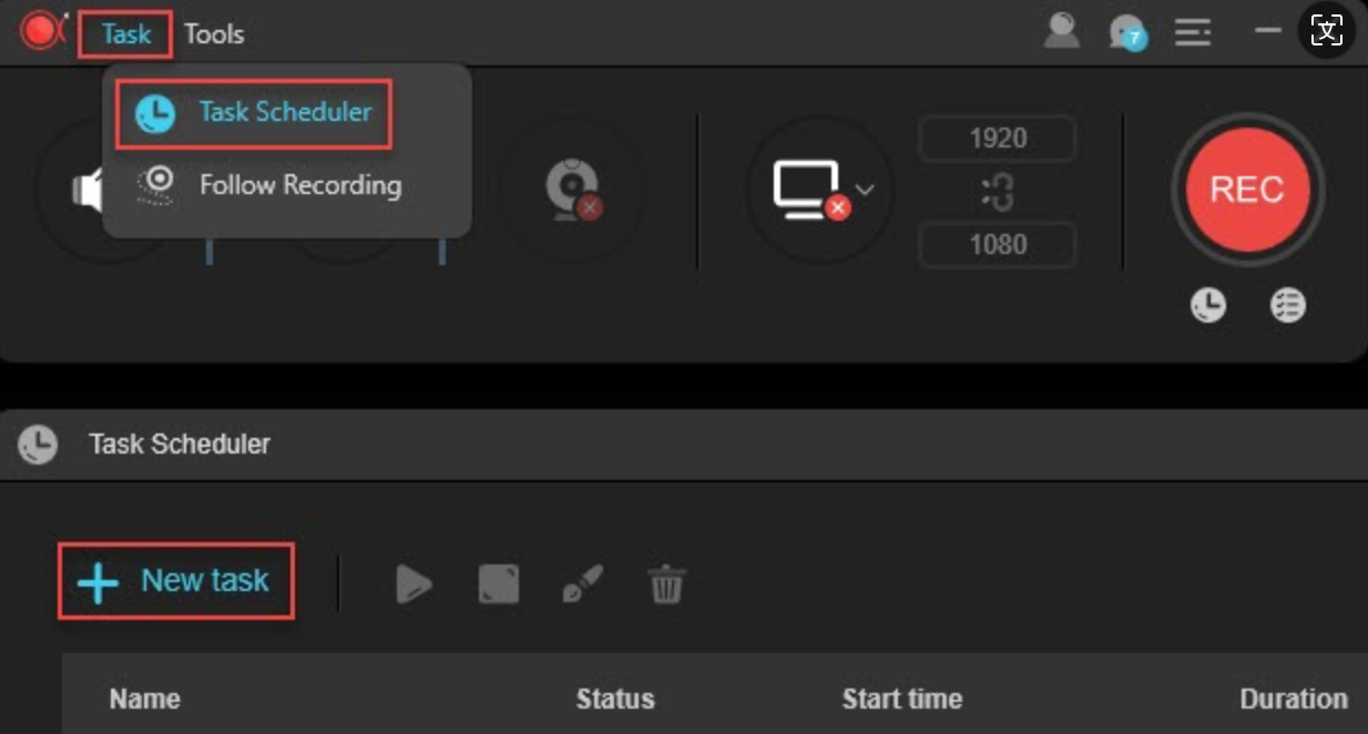 Interfaz de la grabadora de pantalla Apower: el mejor software gratuito para computadora portátil