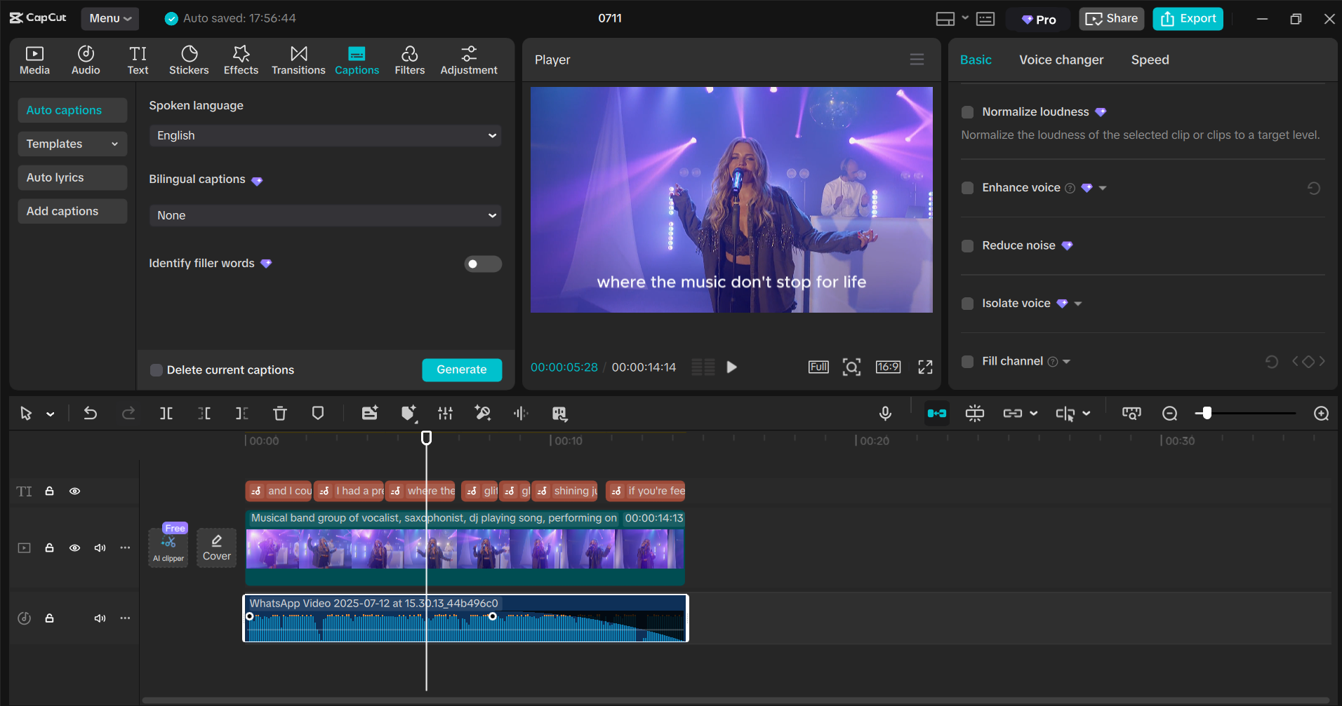 Antarmuka editor video desktop CapCut - alat terbaik untuk mengubah festival musik musim panas di Inggris menjadi video.
