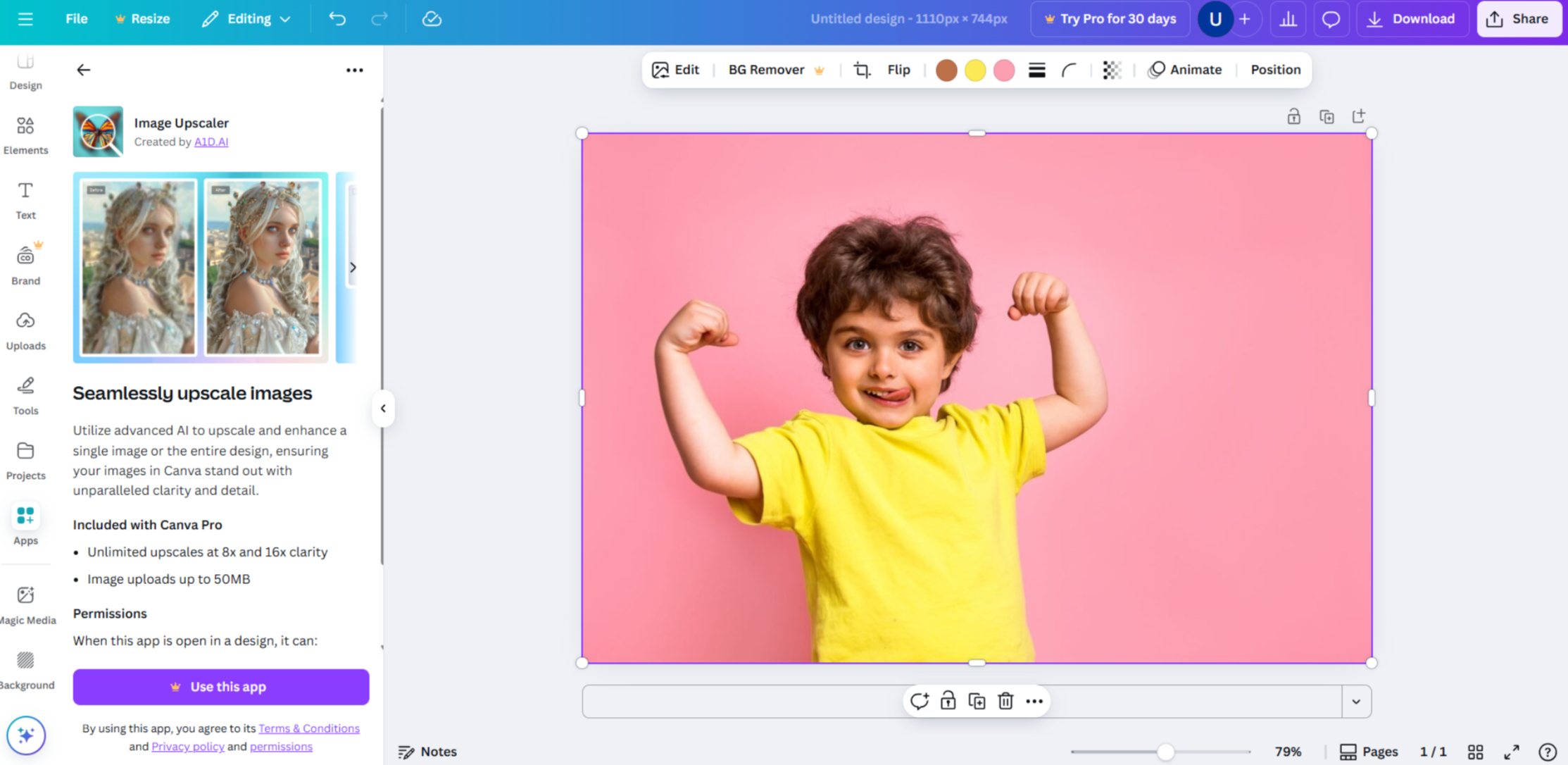 Використання покращувача зображень Canva на основі штучного інтелекту