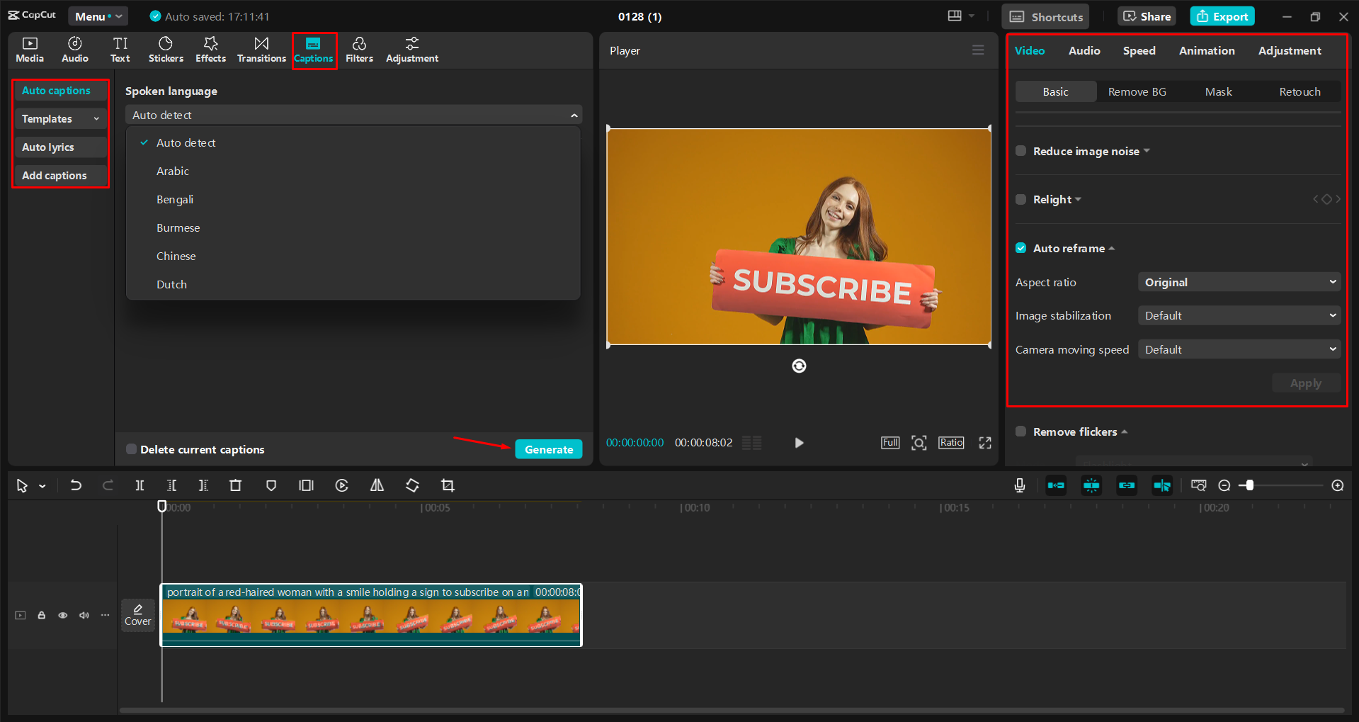 Anpassen einer gezielten Anzeige für YouTube im CapCut Desktop-Video-Editor