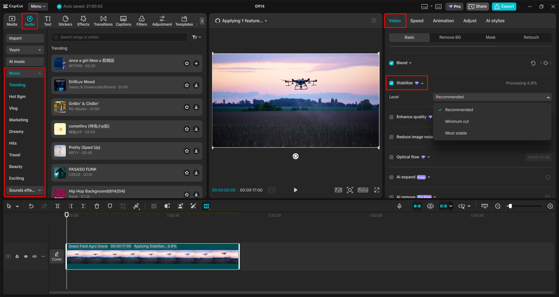 Stabilizing a shaky footage with the CapCut desktop video editor