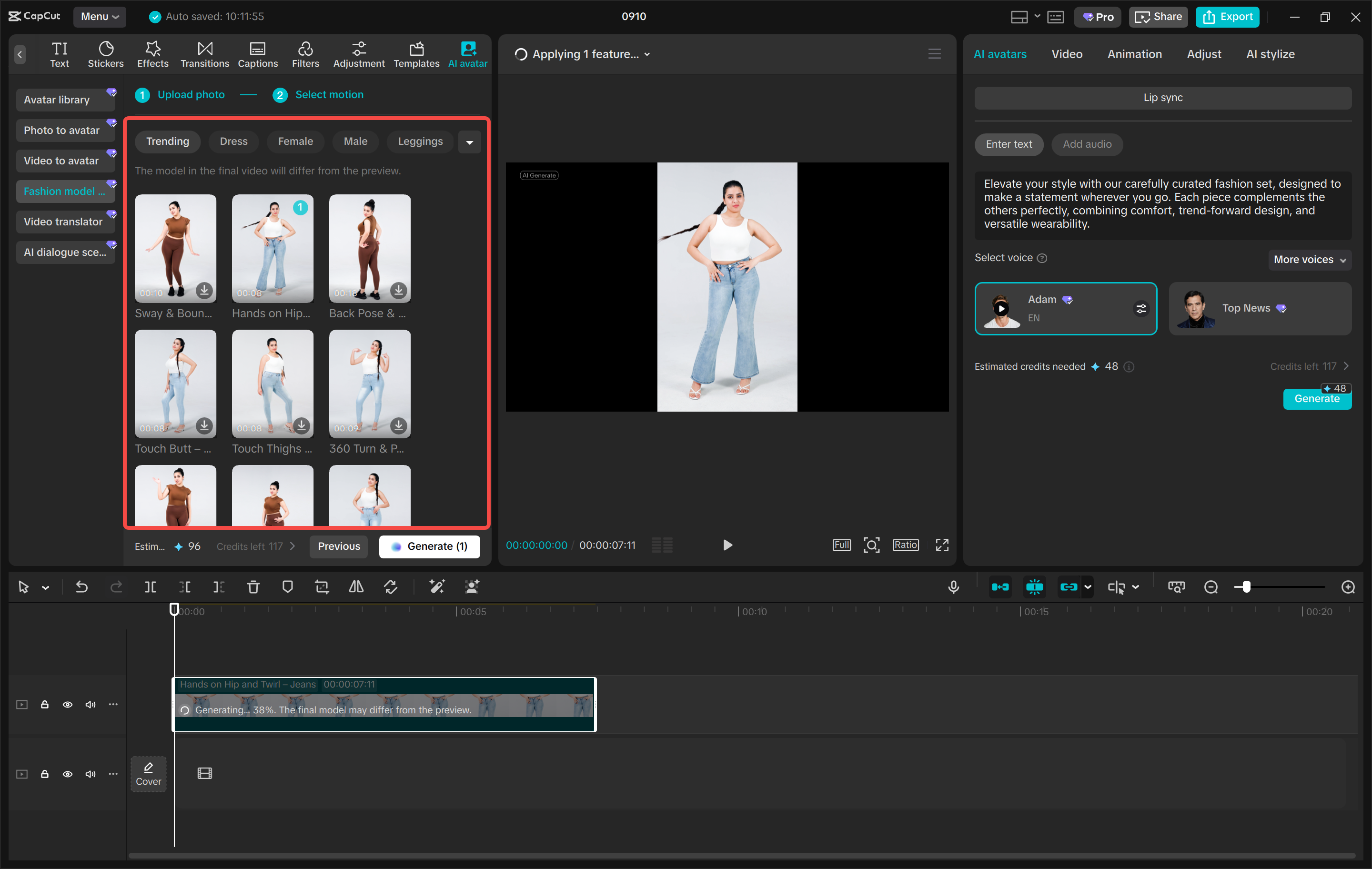 Picking the right model in the CapCut desktop video editor