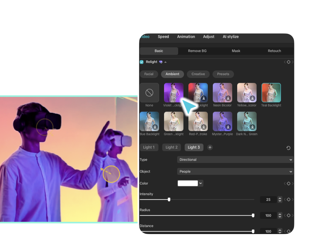 Relight videos with AI
