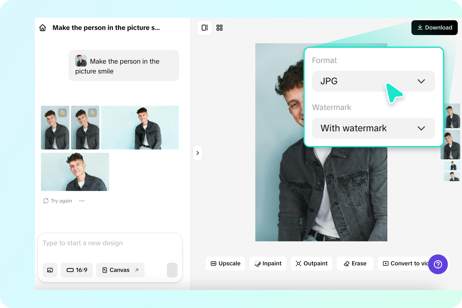 Exporting picture from Pippit