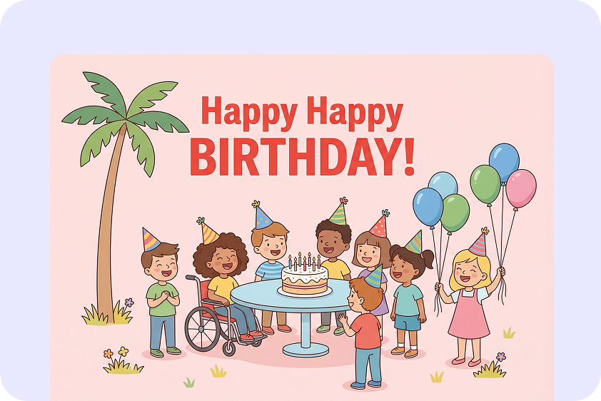 A personalized birthday card with AI-generated custom artwork