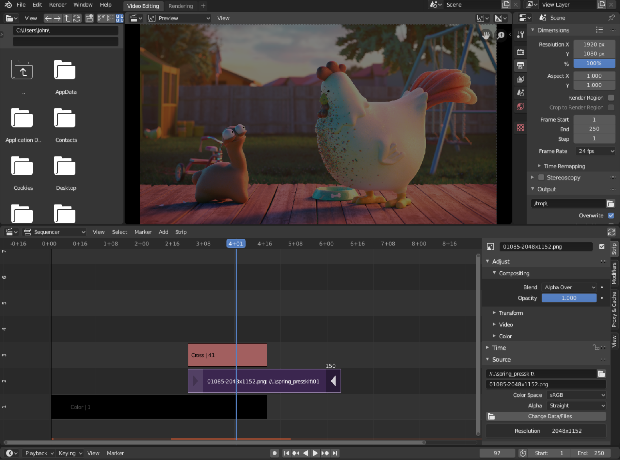 Interface of Blender - a versatile open source video editor