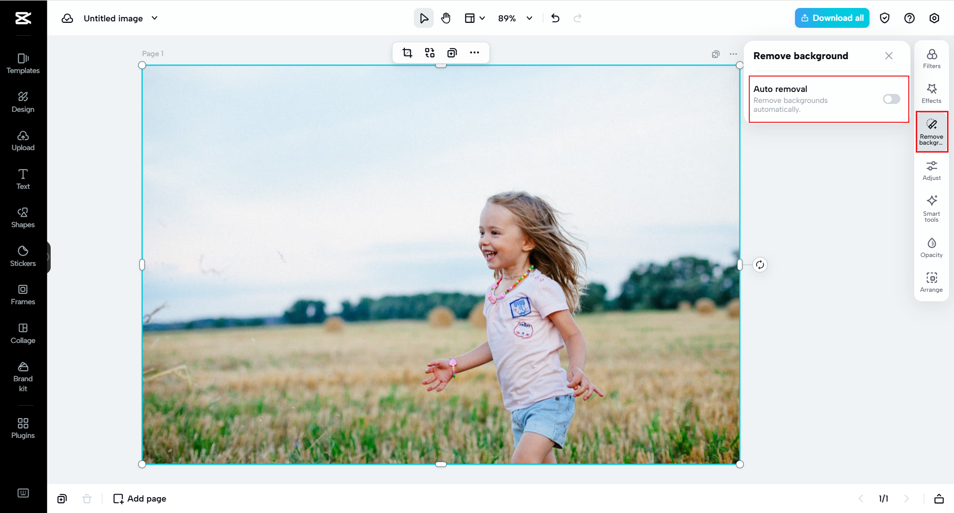 Select the remove background option