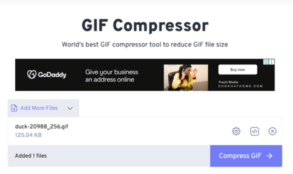 Interface do FreeConvert - um compressor de GIF ideal