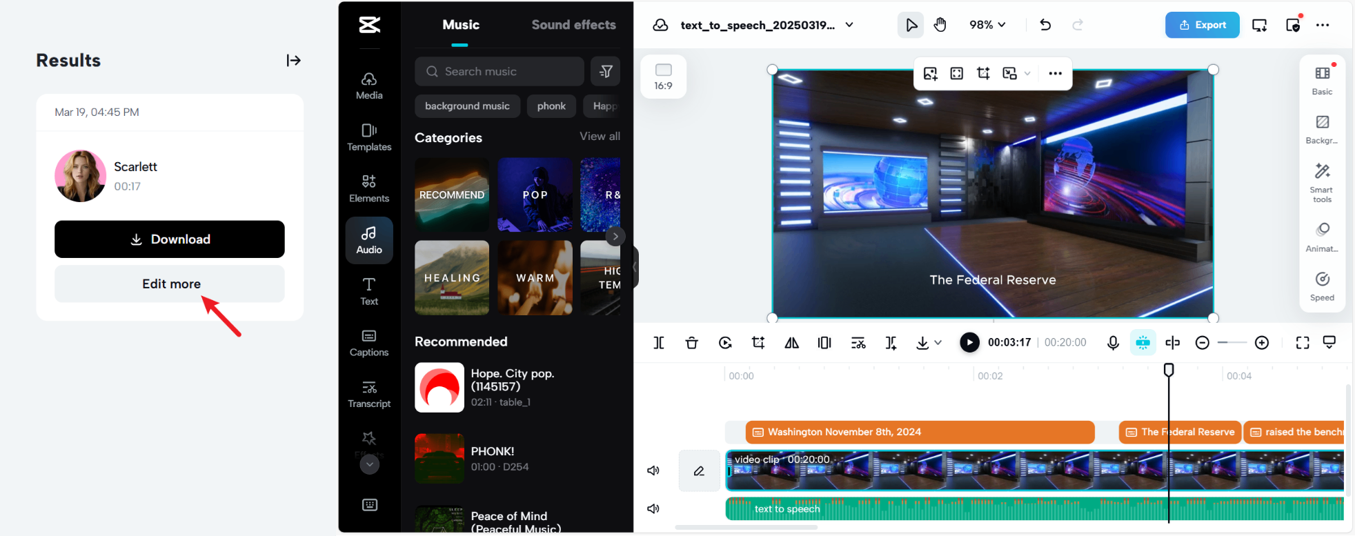 CapCut Web editor de video