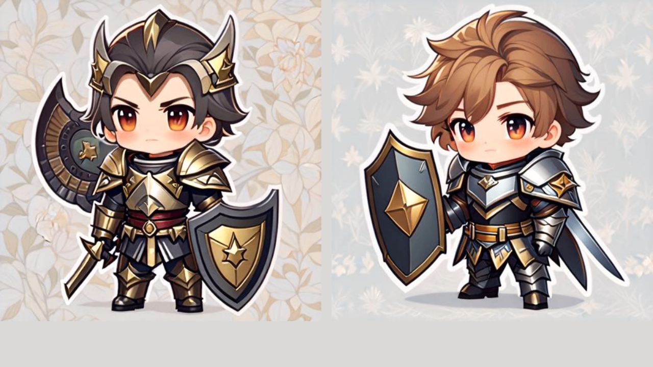 Pixel art chibi knight in retro style