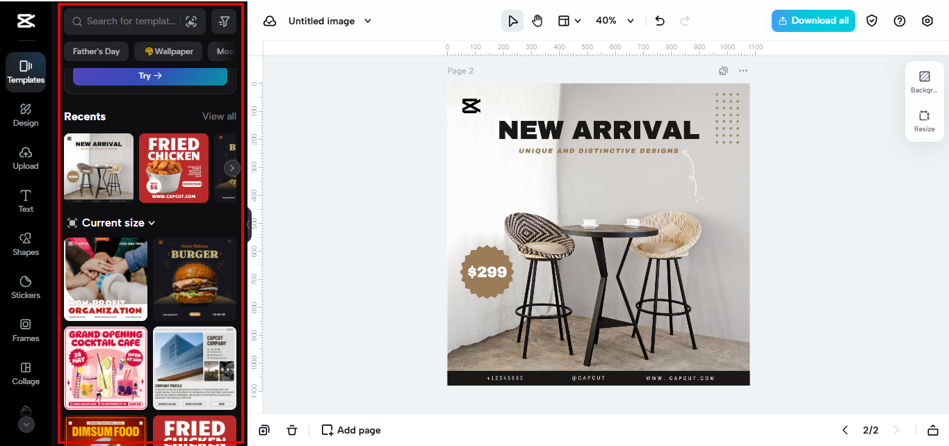 Templates in CapCut Web