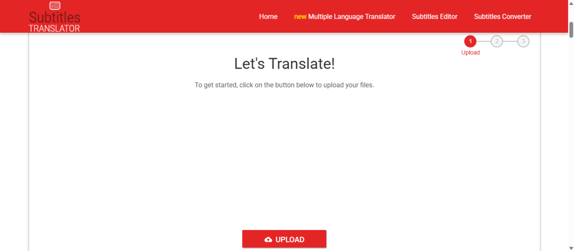 Interfaz del Traductor de subtítulos