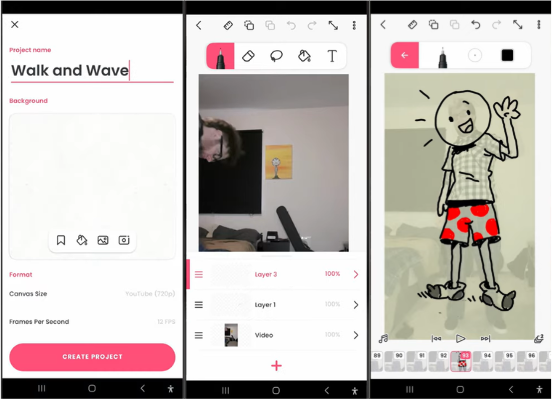 Interfaccia di FlipaClip - un facile da usare software di animazione dei cartoni animati