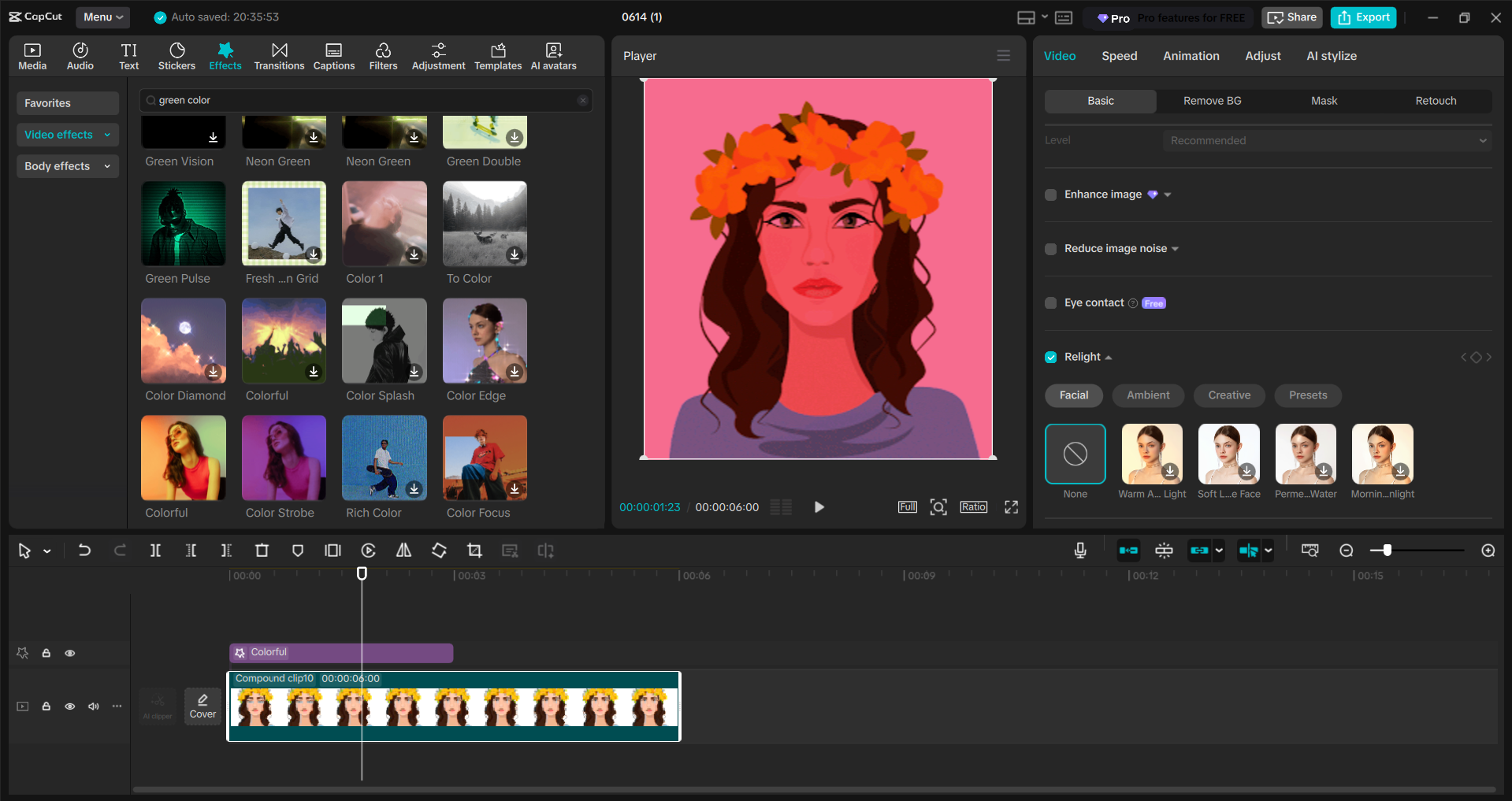 Interface de l' CapCut éditeur vidéo de bureau - un moyen rapide de changer les couleurs GIF