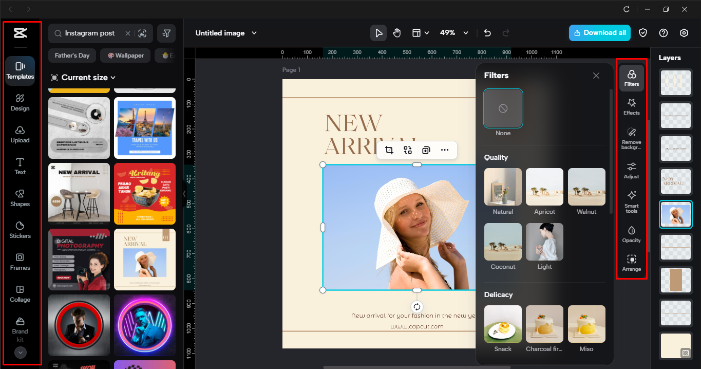 Pag-personalize ng template ng Instagram Post sa CapCut desktop video editor