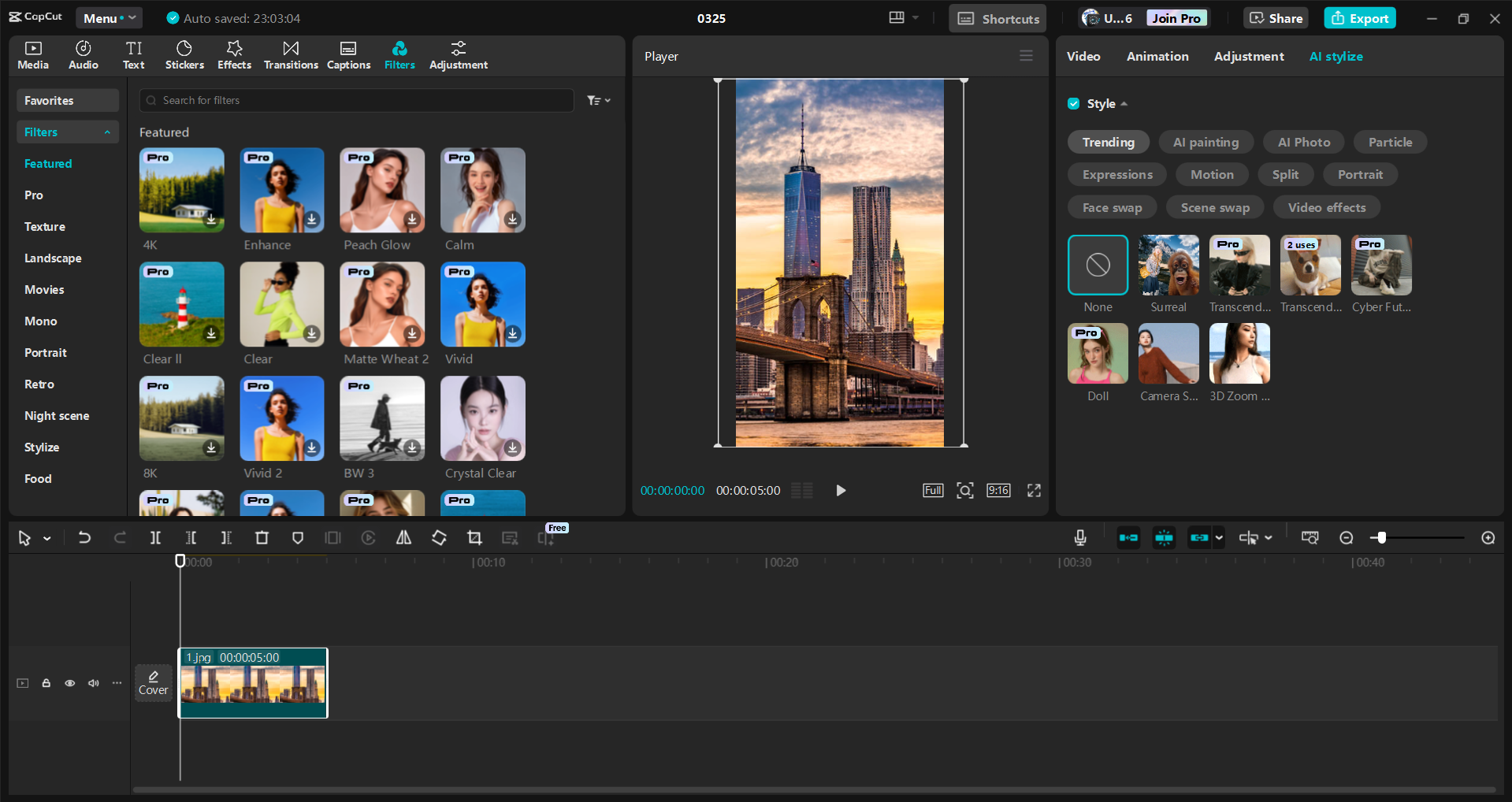 Schnittstelle des CapCut Desktop-Video-Editors - ein effizientes Werkzeug zur Bearbeitung von Instagram Reels