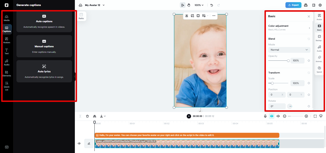 Video editor in Pippit