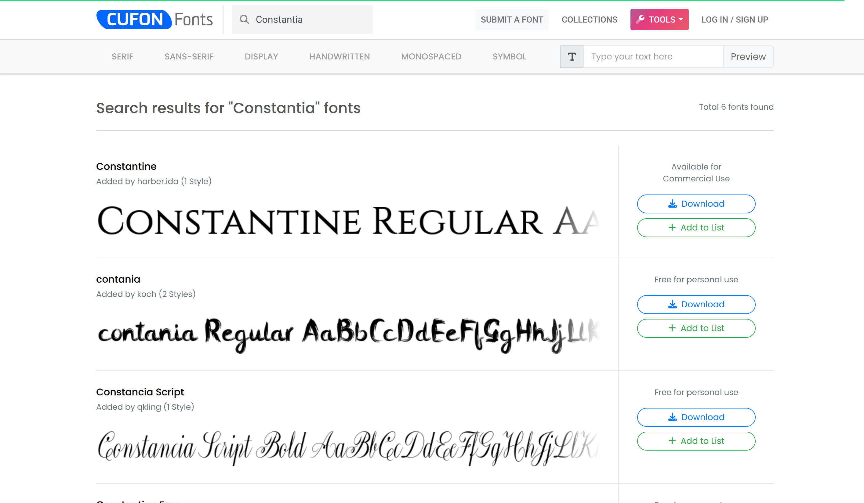 CufonFonts để tải xuống phông chữ Constantia