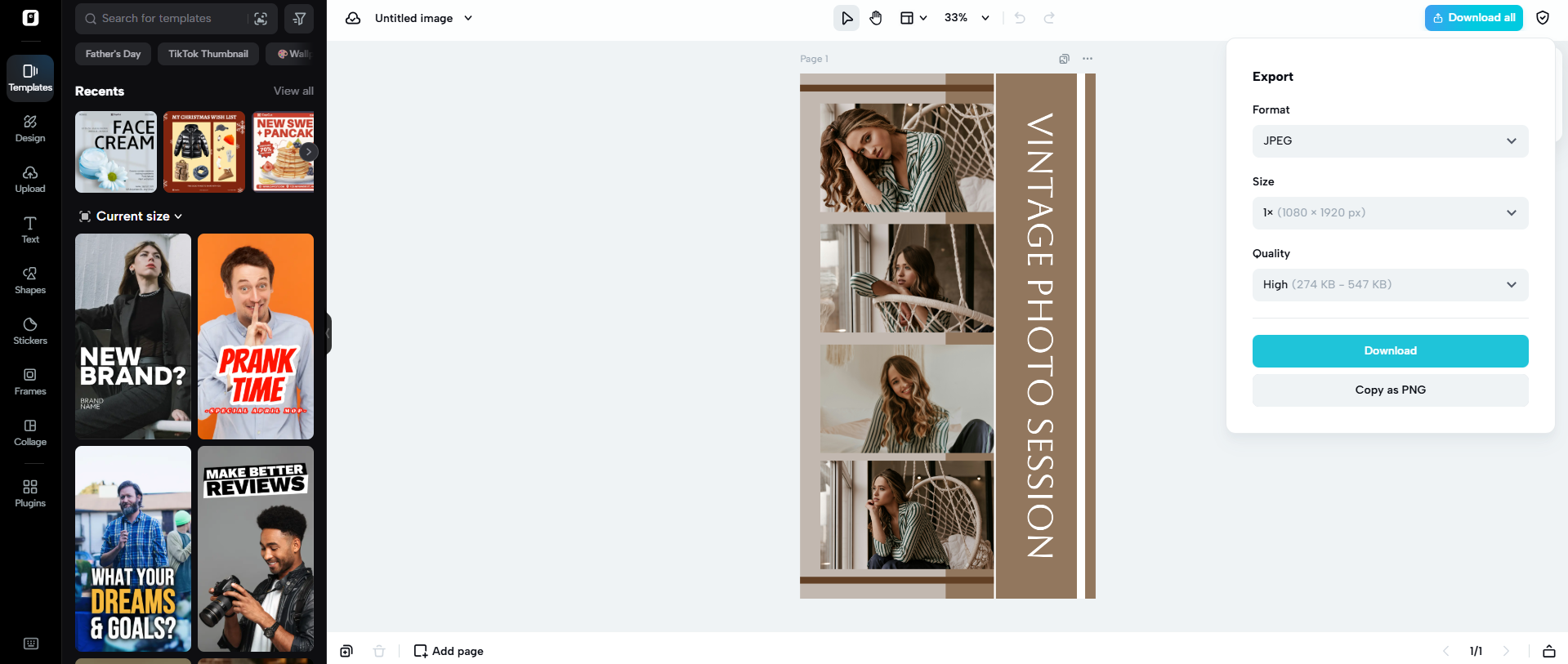 Finalize and export