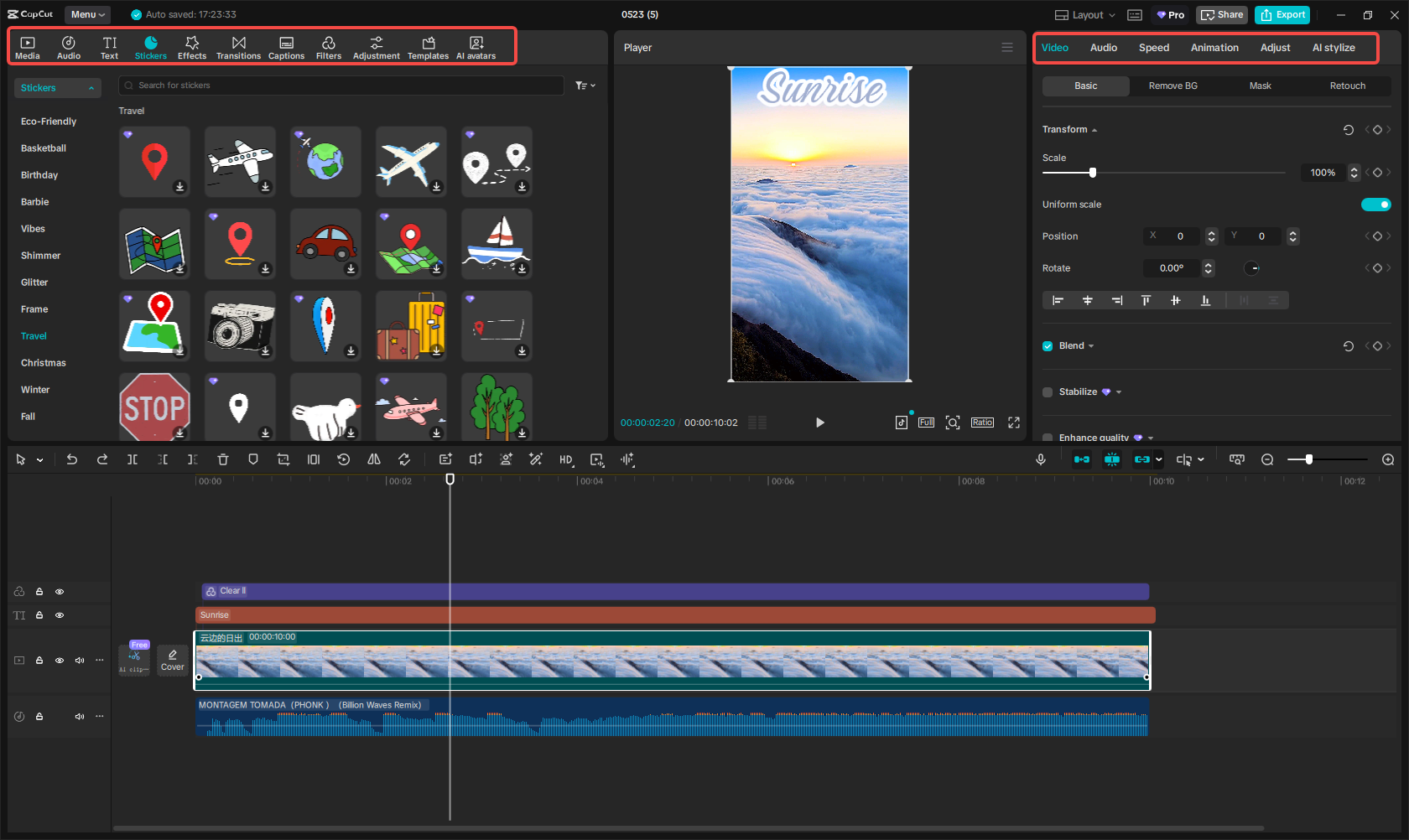 Edit video untuk Instagram