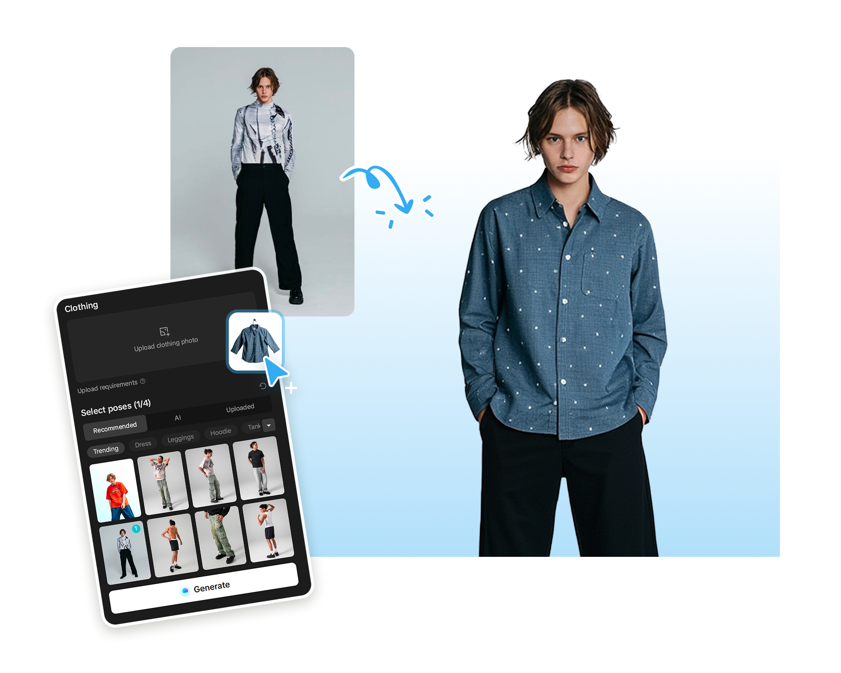 CapCut AI-driven virtuellt testklädverktyg för produktvisning