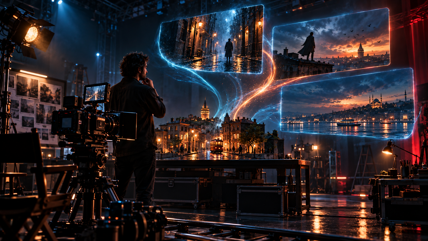 Filmmaker visualizing cinematic story scenes before production