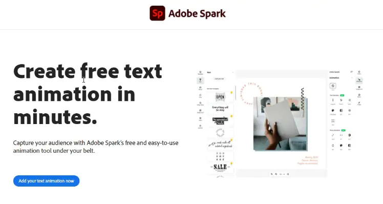 Adobe Spark interface