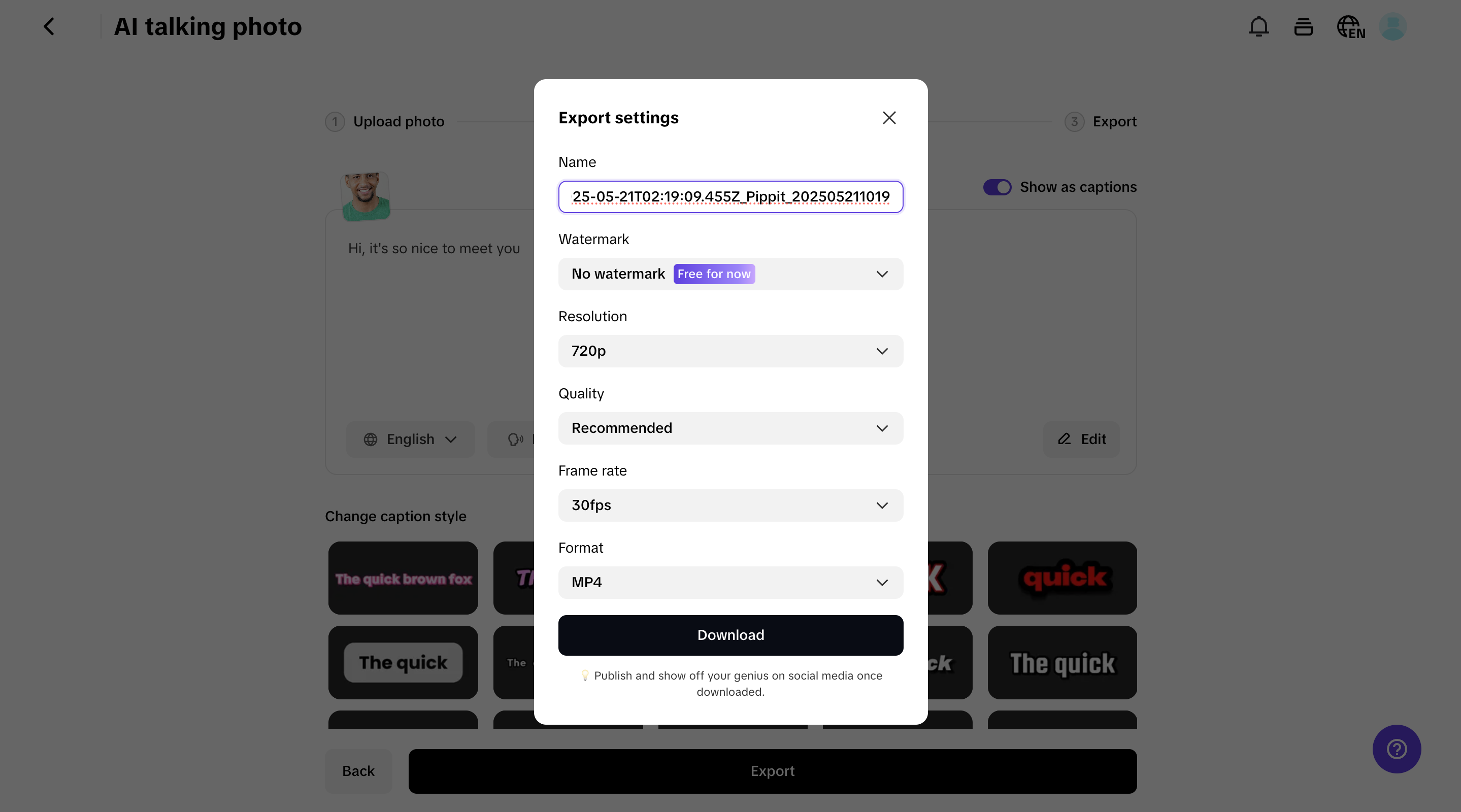 Export and download