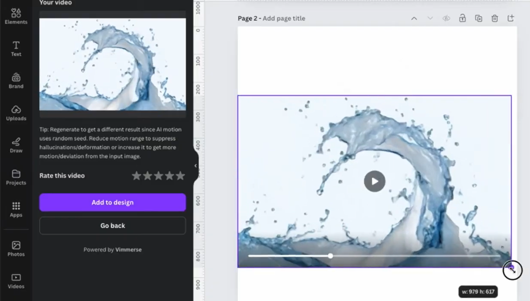 Überprüfung des KI-generierten Videos von Canva Image to Video Tool