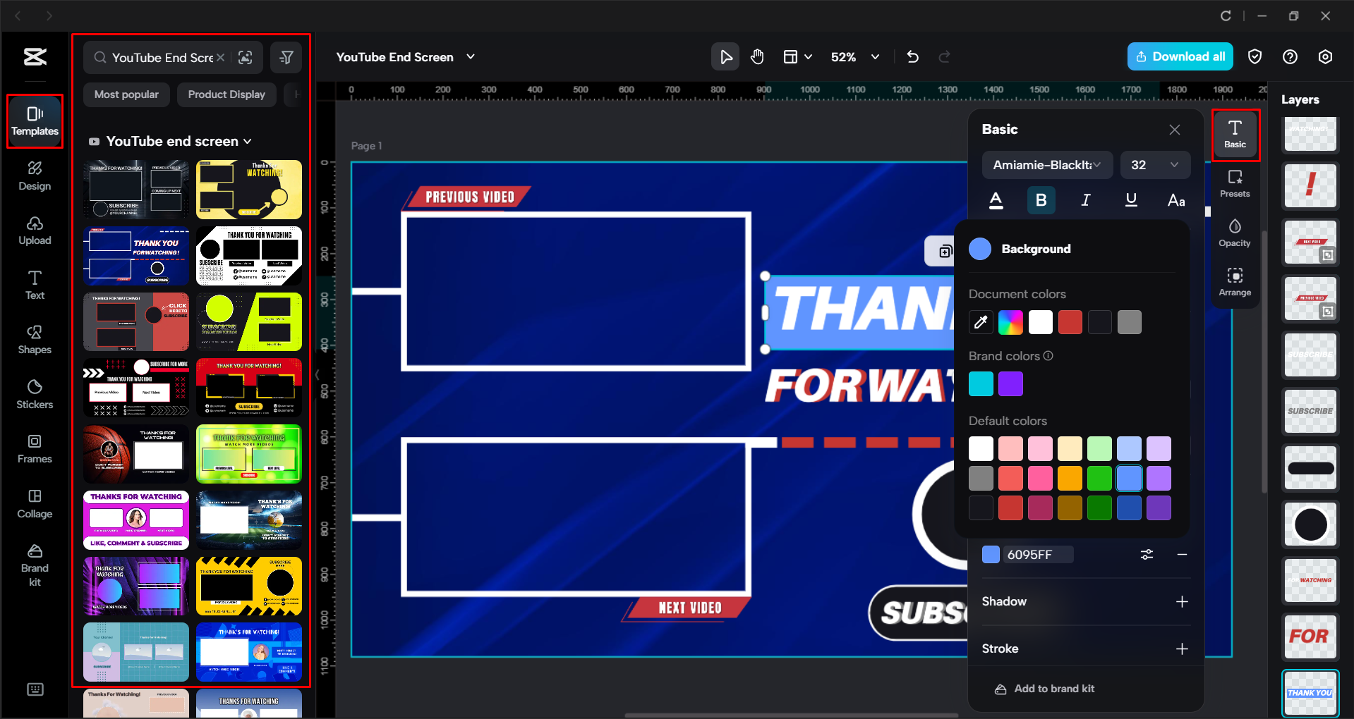 Personnalisation du modèle d'écran de fin dans l'éditeur vidéo de bureau CapCut
