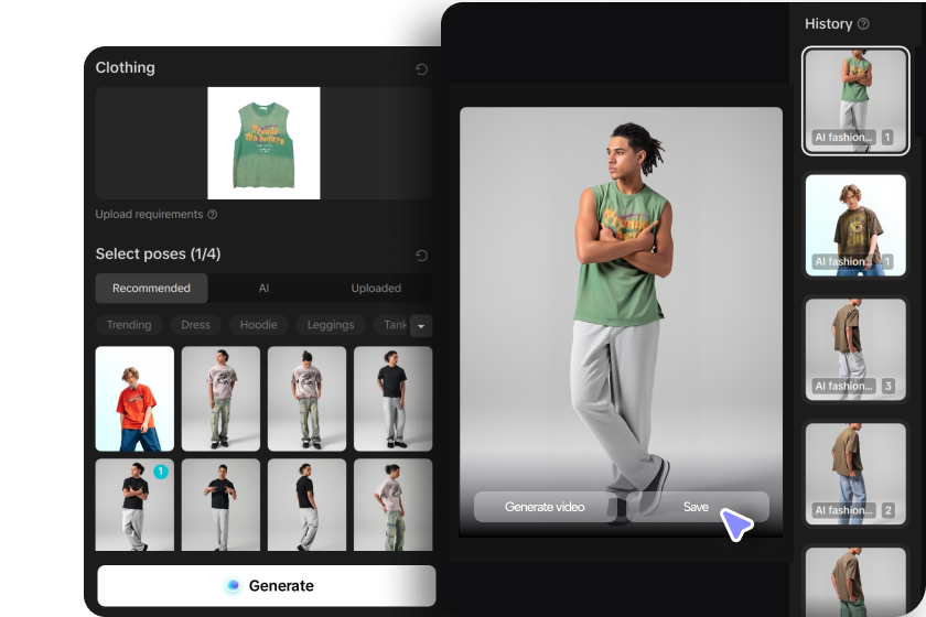 Download di un modello di abbigliamento generato dall'AI dall'editor video desktop di CapCut