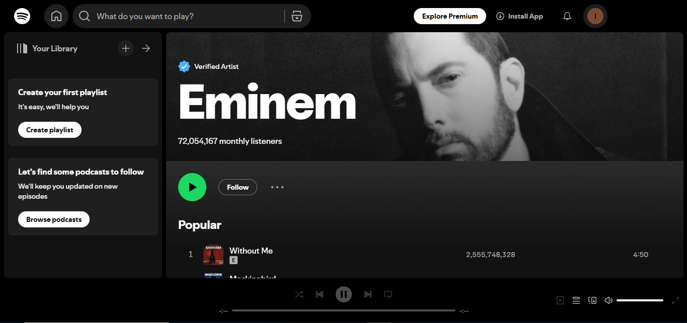 Eminem - L'artista più seguito su Spotify nell'hip-hop