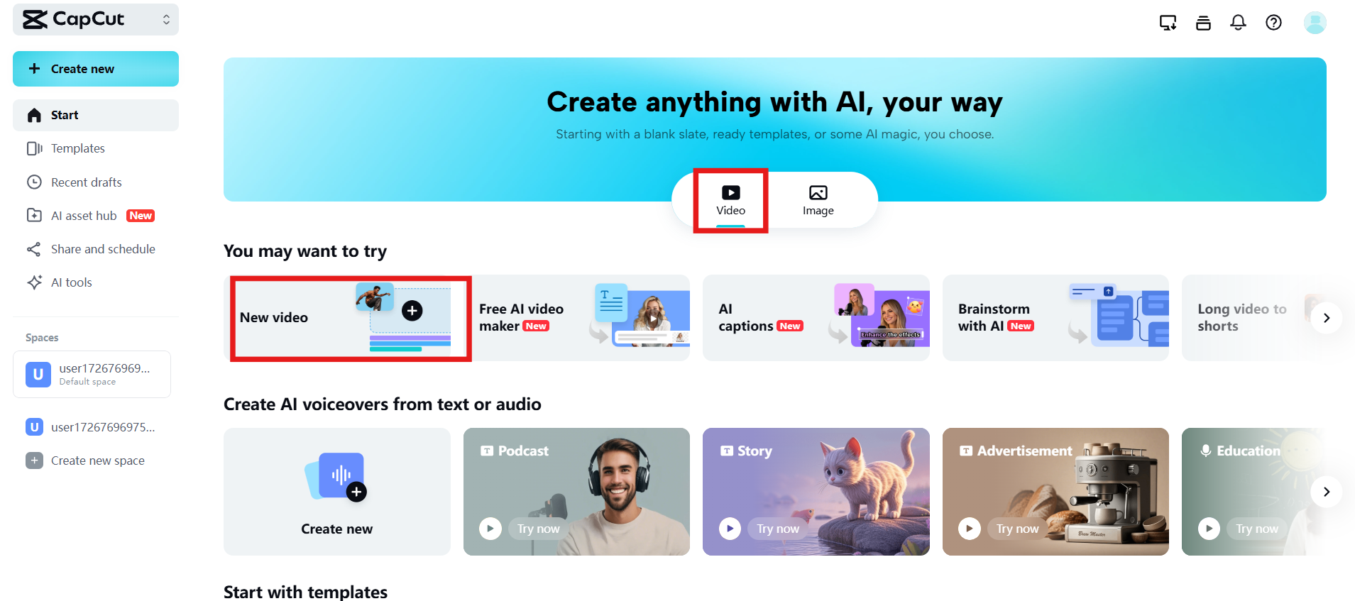 Avvia un nuovo progetto